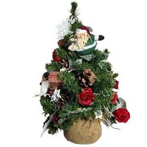 Christmas Tree Old World Vintage Hand Made Tabletop Vintage Decorated 21 inches